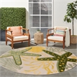 Nourison Aloha 8' x Round Green Yellow Fabric Outdoor Area Rug (8' Round)