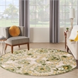 Nourison Aloha 5' x Round Ivory Green Fabric Outdoor Area Rug (5' Round)