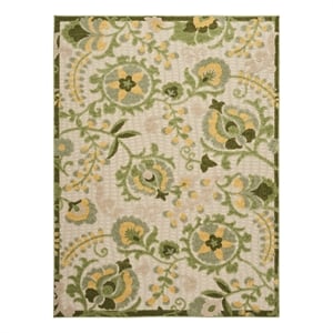 Nourison Aloha 5' x 8' Ivory Green Fabric Outdoor Area Rug (5' x 8')