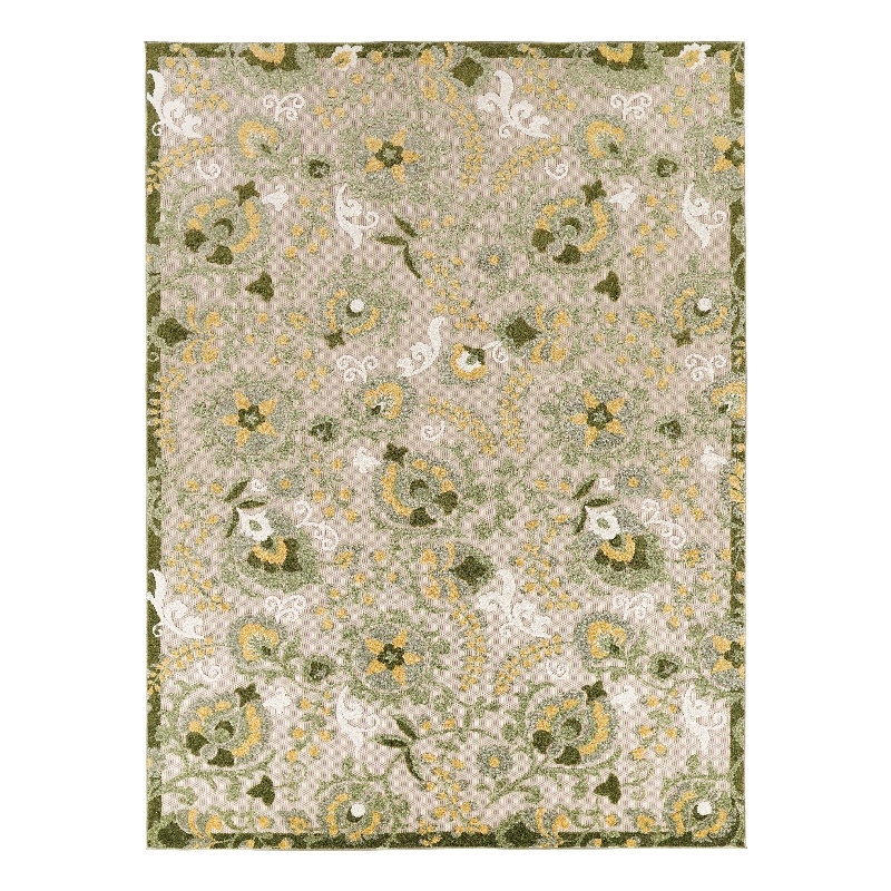 Nourison Aloha 9' x 12' Ivory Green Fabric Outdoor Area Rug (9' x 12')