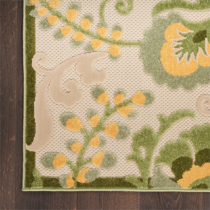 Nourison Aloha 12' x 15' Ivory Green Fabric Outdoor Area Rug (12' x 15')
