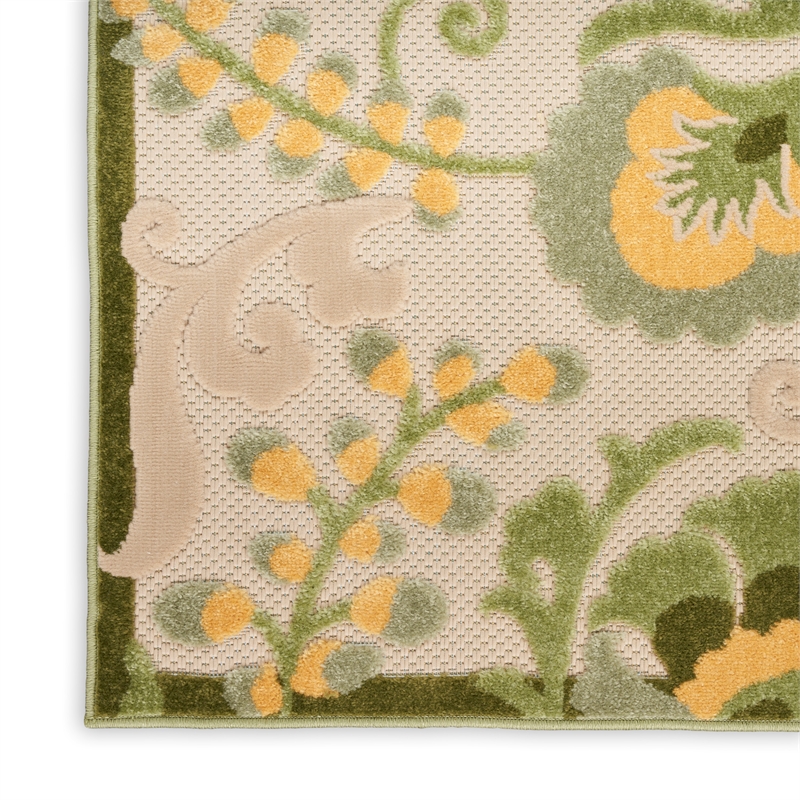 Nourison Aloha 12' x 15' Ivory Green Fabric Outdoor Area Rug (12' x 15')