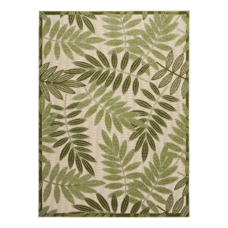 Nourison Aloha 4' x 6' Ivory Green Fabric Outdoor Area Rug (4' x 6')