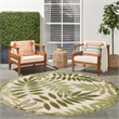 Nourison Aloha 5' x Round Ivory Green Fabric Outdoor Area Rug (5' Round)