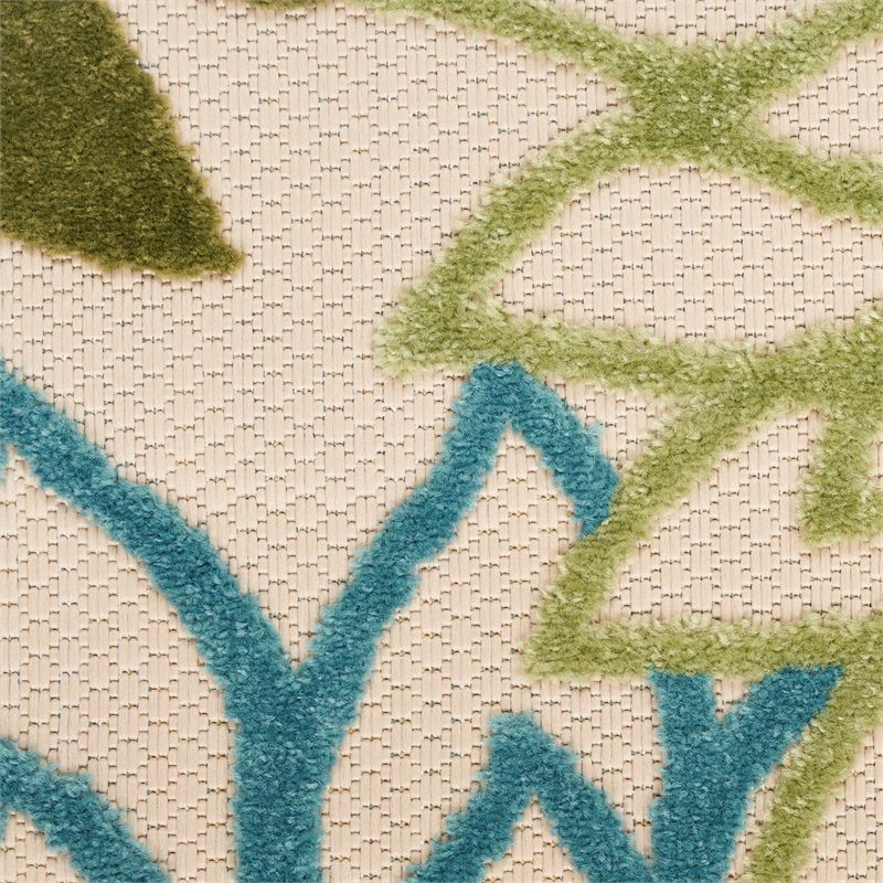Nourison Aloha 10' x 14' Green Multicolor Fabric Tropical Area Rug (10' x 14')