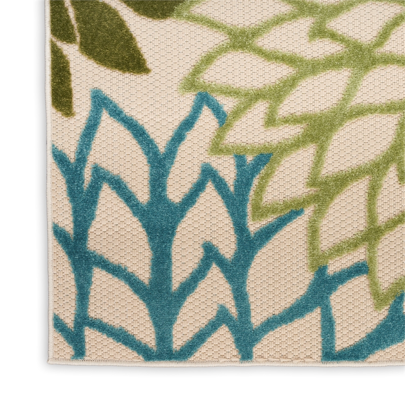Nourison Aloha 10' x 14' Green Multicolor Fabric Tropical Area Rug (10' x 14')