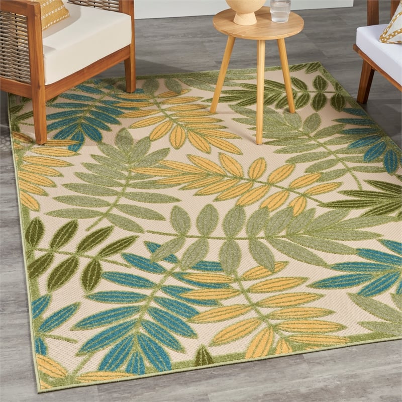 Nourison Aloha 5' x 8' Green Multicolor Fabric Outdoor Area Rug (5' x 8')