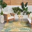 Nourison Aloha 6' x 9' Green Multicolor Fabric Outdoor Area Rug (6' x 9')