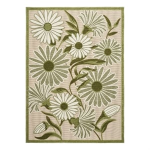 Nourison Aloha 4' x 6' Ivory Green Fabric Outdoor Area Rug (4' x 6')