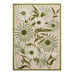 Nourison Aloha 5' x 8' Ivory Green Fabric Outdoor Area Rug (5' x 8')