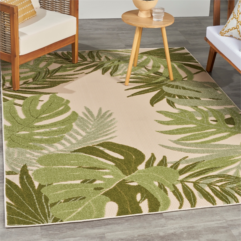 Nourison Home Aloha 6' x 9' Fabric Ivory Green Area Rug