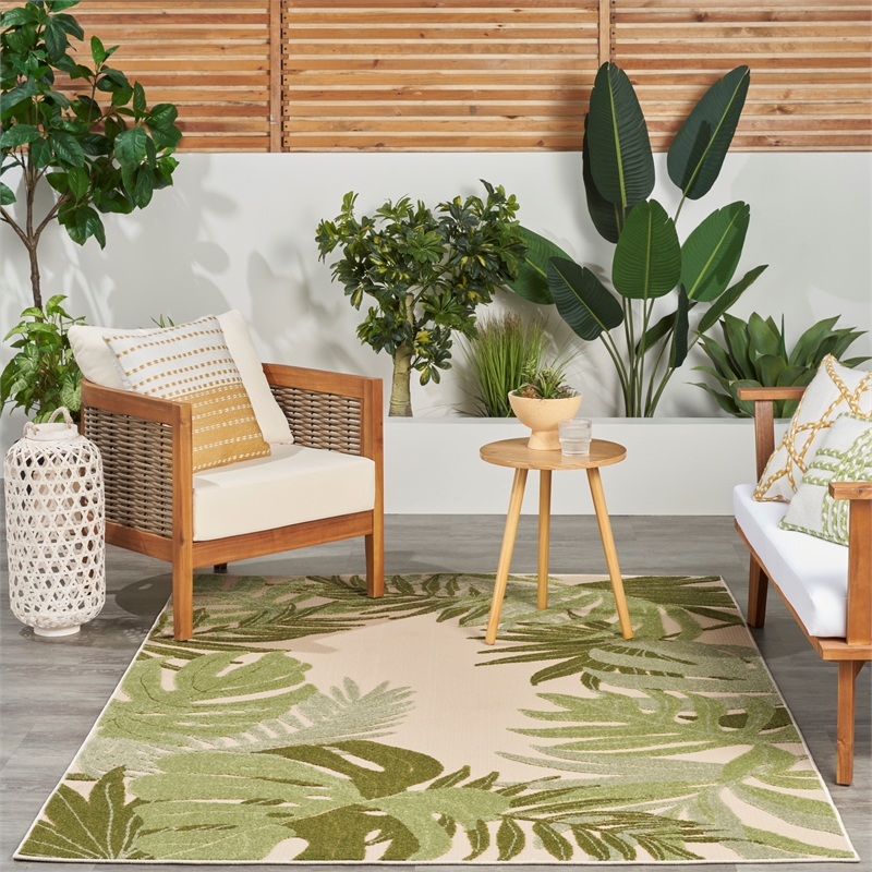 Nourison Home Aloha 6' x 9' Fabric Ivory Green Area Rug