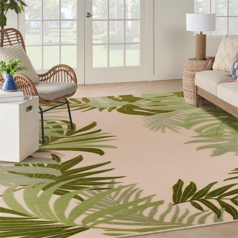Nourison Home Aloha 9' x 12' Fabric Ivory Green Area Rug