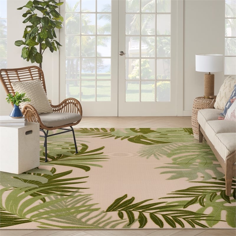 Nourison Home Aloha 9' x 12' Fabric Ivory Green Area Rug