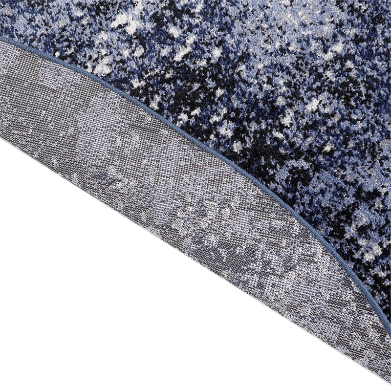 Nourison Passion 4' x Round Light Blue Black Fabric Modern Area Rug (4' Round)