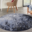 Nourison Passion 4' x Round Light Blue Black Fabric Modern Area Rug (4' Round)