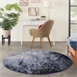Nourison Passion 4' x Round Light Blue Black Fabric Modern Area Rug (4' Round)
