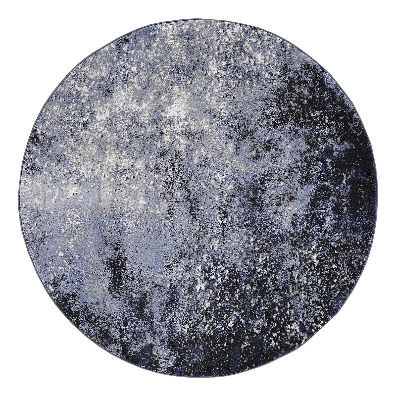 Nourison Passion 4' x Round Light Blue Black Fabric Modern Area Rug (4' Round)