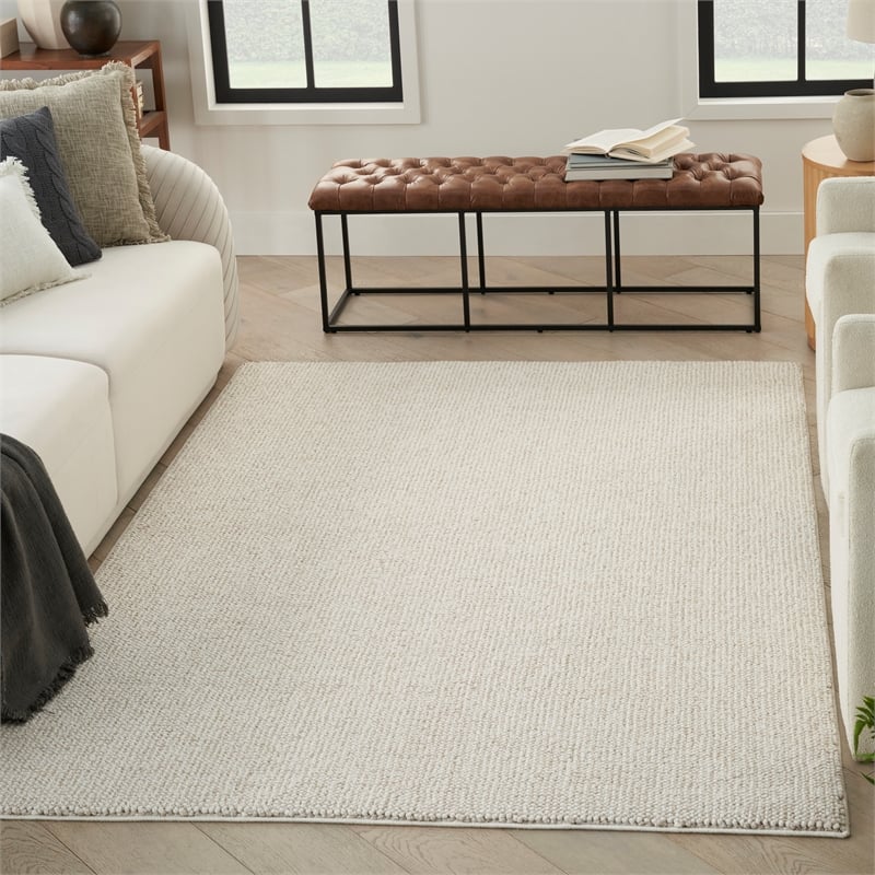 Nourison Home Textured Home 9' x 12' Ivory Beige   Area Rug