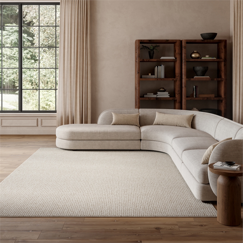 Nourison Home Textured Home 9' x 12' Ivory Beige   Area Rug