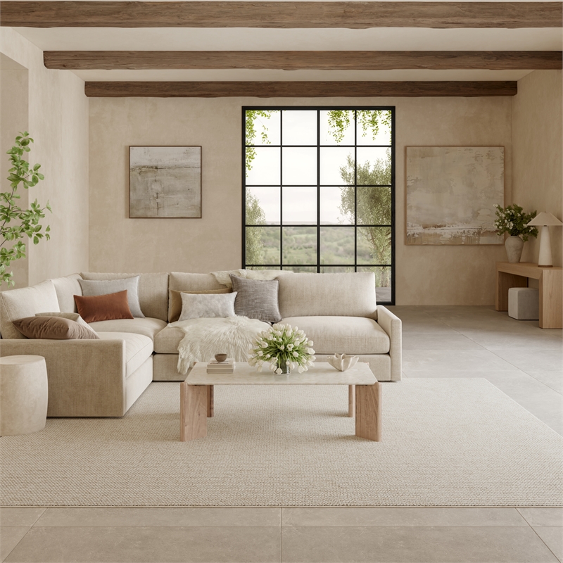 Nourison Home Textured Home 9' x 12' Ivory Beige   Area Rug