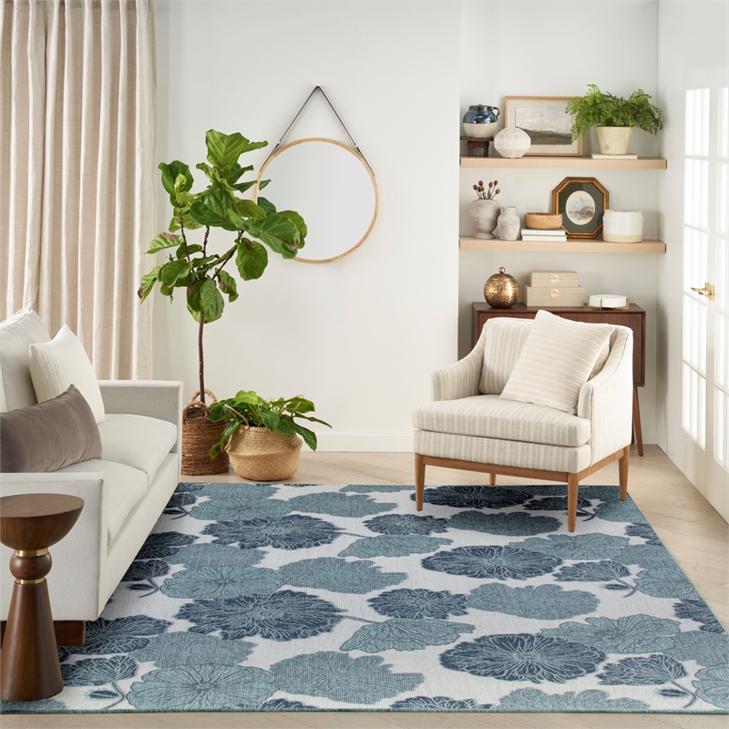 Nourison Home Garden Oasis  9' x 12' Blue   Area Rug