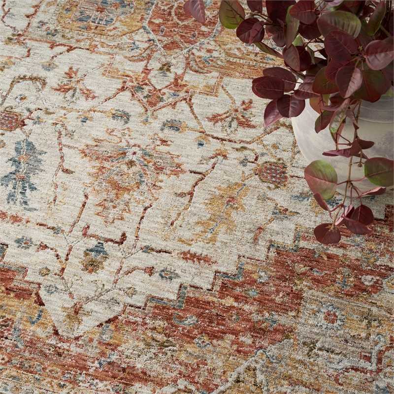 Nourison Petra 9' x 13' Ivory Rust Fabric Traditional Area Rug