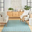 Nourison Reversible Indoor Outdoor 6' x 9' Aqua Fabric Contemporary Area Rug