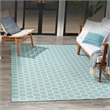 Nourison Reversible Indoor Outdoor 6' x 9' Aqua Fabric Contemporary Area Rug