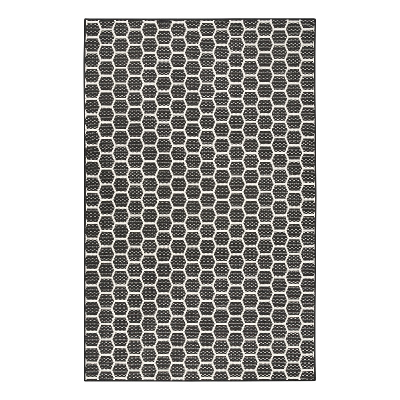 Nourison Reversible Indoor Outdoor 4' x 6' Black Fabric Contemporary Area Rug