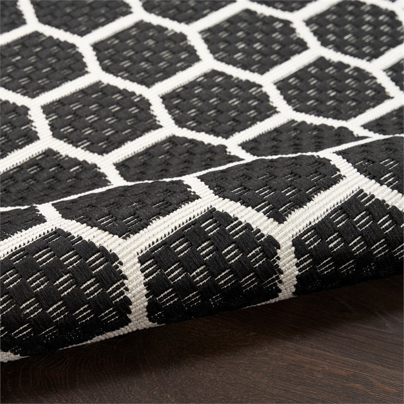 Nourison Reversible Indoor Outdoor 5' x 7' Black Fabric Contemporary Area Rug