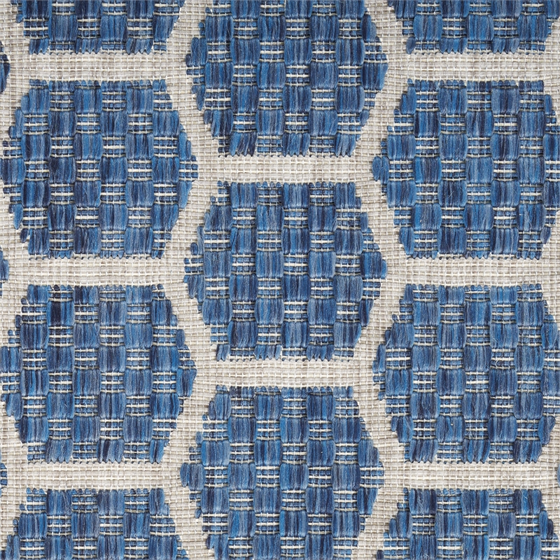 Nourison Reversible Indoor Outdoor 5' x 7' Blue Fabric Contemporary Area Rug
