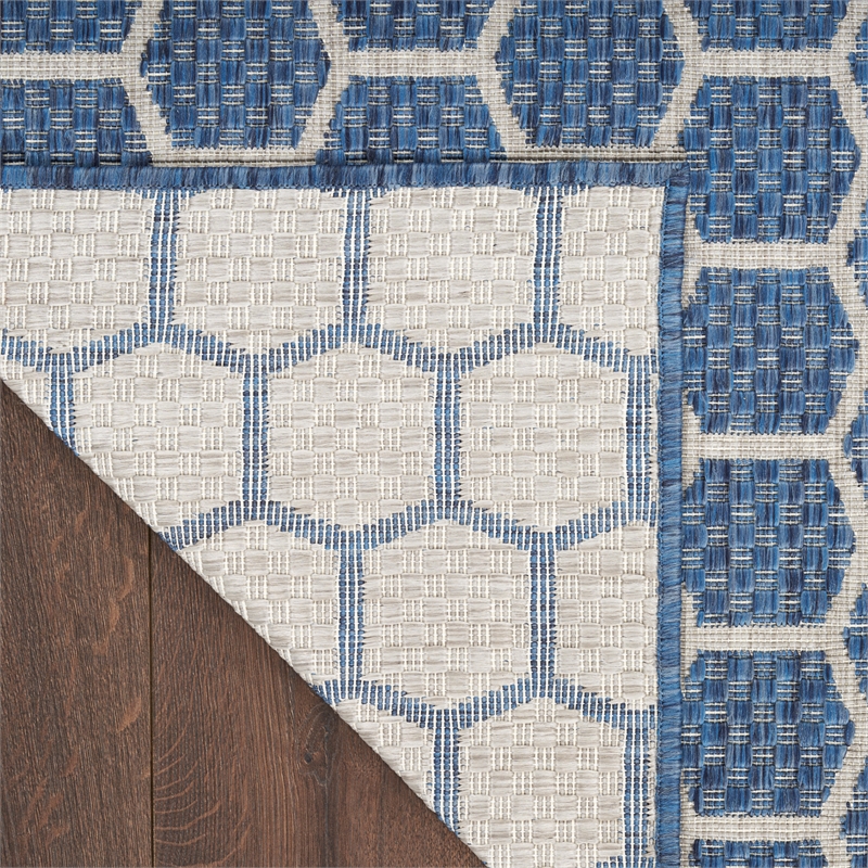 Nourison Reversible Indoor Outdoor 5' x 7' Blue Fabric Contemporary Area Rug