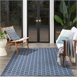 Nourison Reversible Indoor Outdoor 5' x 7' Blue Fabric Contemporary Area Rug