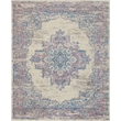 Nourison Grafix 9' x 12' White and Pink Fabric Transitional Area Rug