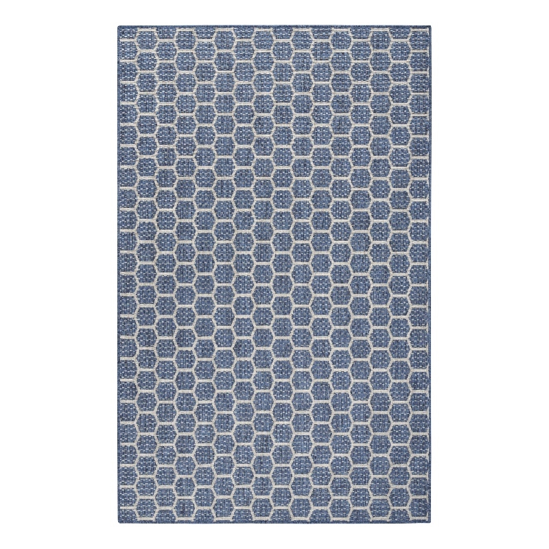 Nourison Reversible Indoor Outdoor 6' x 9' Blue Fabric Contemporary Area Rug