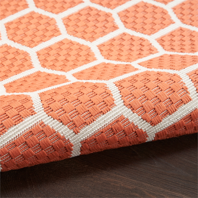 Nourison Reversible Indoor Outdoor 4' x 6' Coral Fabric Contemporary Area Rug