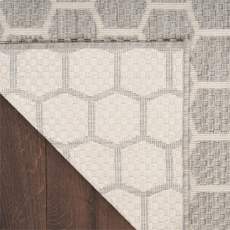 Nourison Reversible Indoor Outdoor 6' x 9' Gray Fabric Contemporary Area Rug