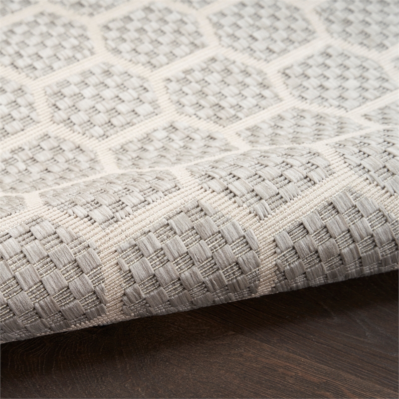 Nourison Reversible Indoor Outdoor 6' x 9' Gray Fabric Contemporary Area Rug