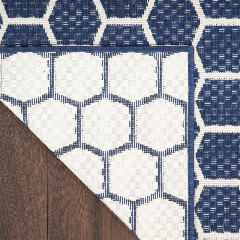 Nourison Reversible Indoor Outdoor 5' x 7' Navy Fabric Contemporary Area Rug
