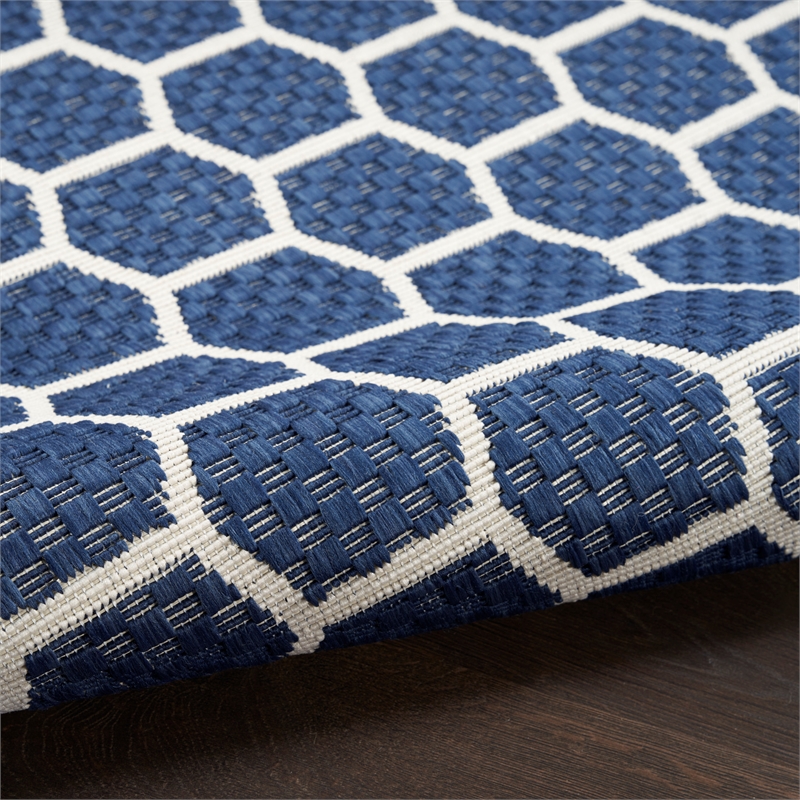 Nourison Reversible Indoor Outdoor 5' x 7' Navy Fabric Contemporary Area Rug