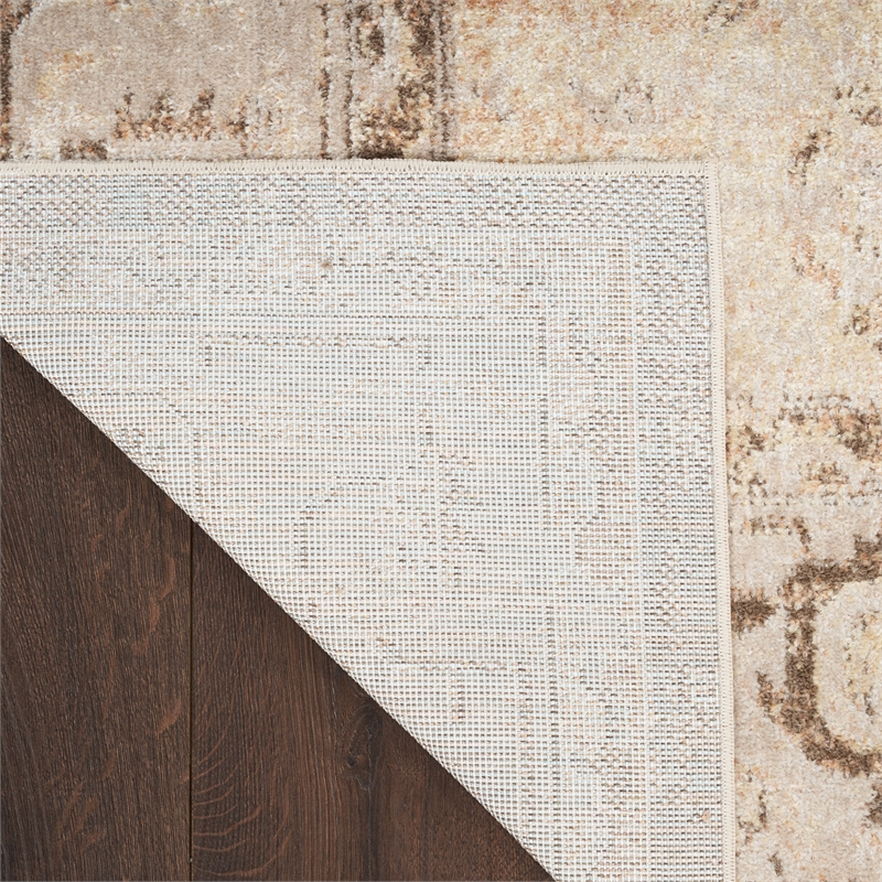 Nourison Astra Machine Washable Center medallion Beige Fabric Area Rug (2' x 4')