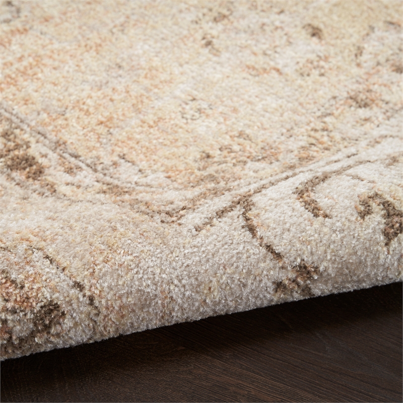 Nourison Astra Machine Washable Center medallion Beige Fabric Area Rug (2' x 4')