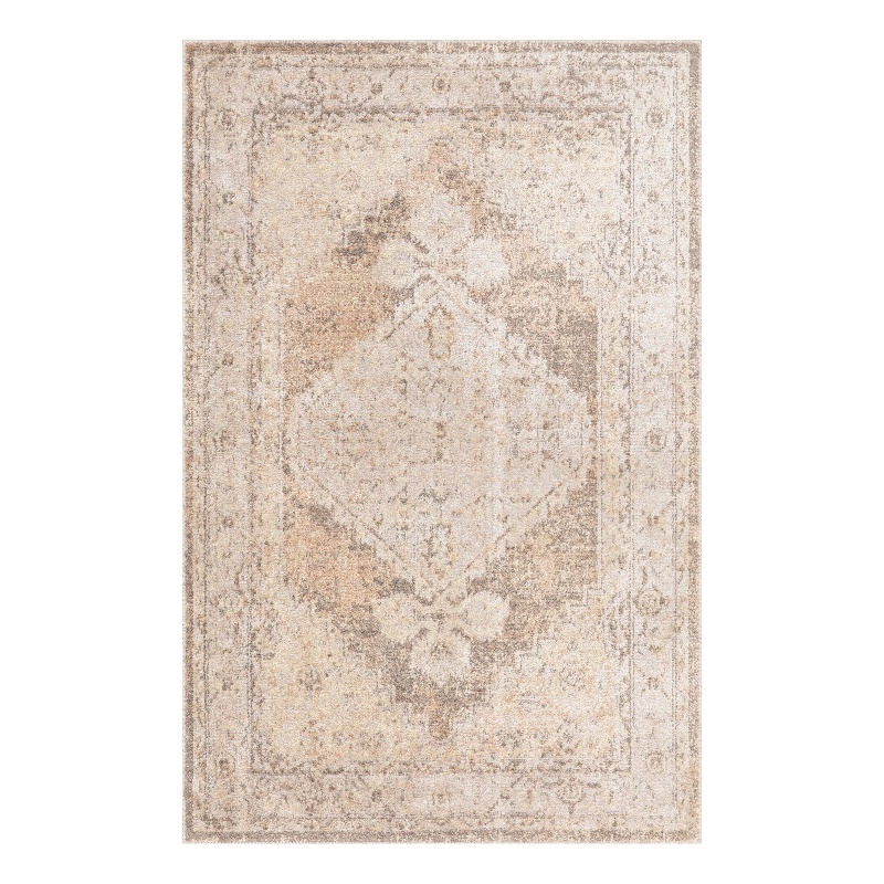 Nourison Astra Machine Washable Center medallion Beige Fabric Area Rug (2' x 4')
