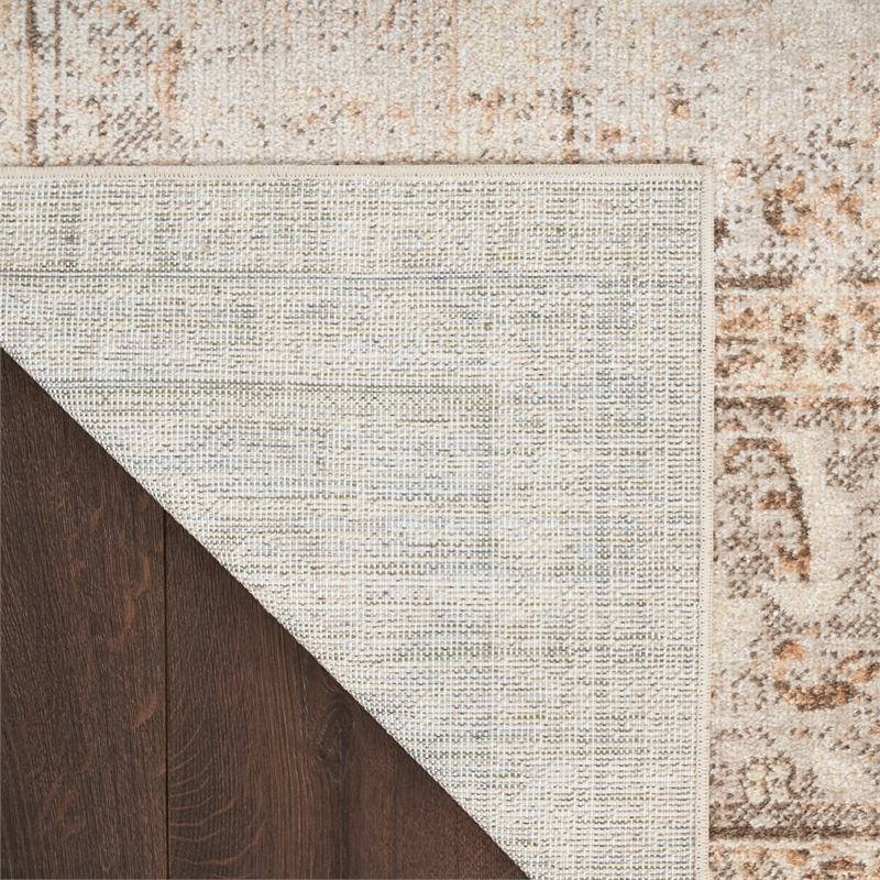 Nourison Astra Machine Washable Center medallion Beige Fabric Area Rug (2' x 4')