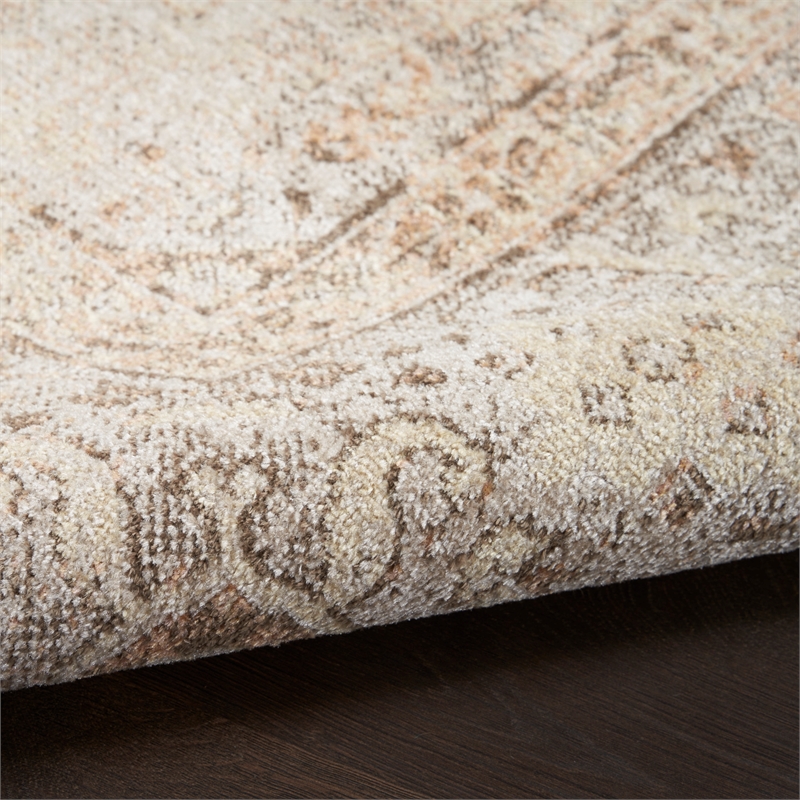 Nourison Astra Machine Washable Center medallion Beige Fabric Area Rug (2' x 4')