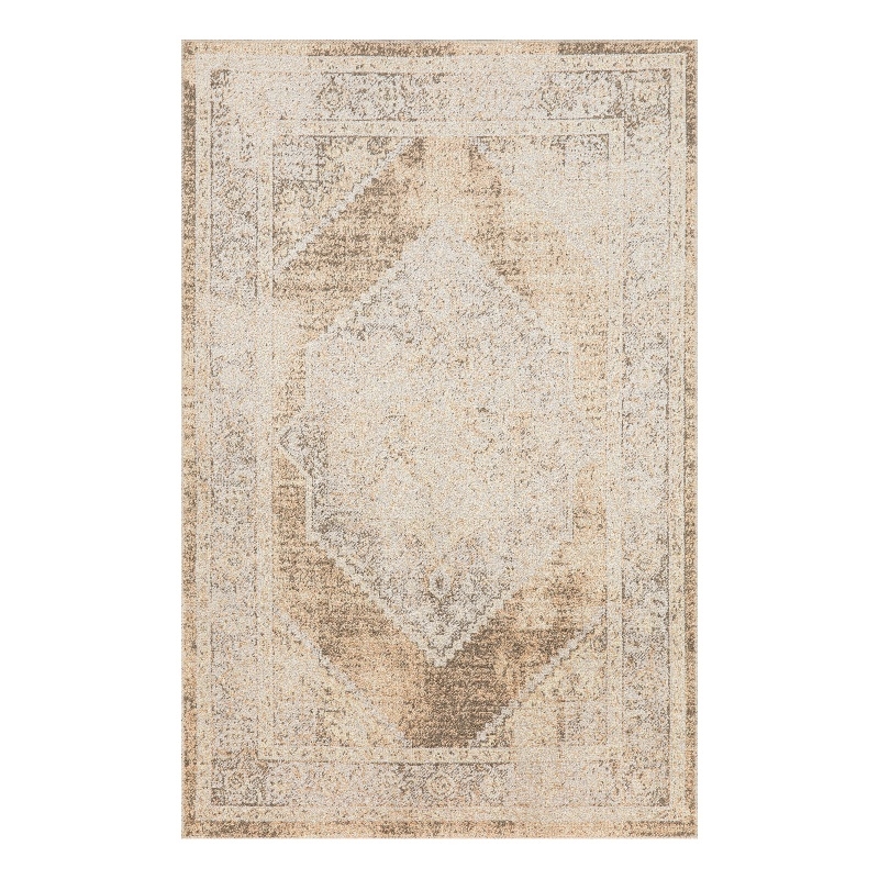 Nourison Astra Machine Washable Center medallion Beige Fabric Area Rug (2' x 4')