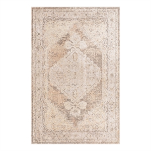 Nourison Astra Machine Washable Center medallion Beige Fabric Area Rug (3' x 5')