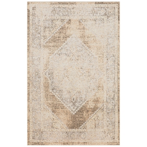 Nourison Astra Machine Washable Center medallion Beige Fabric Area Rug (3' x 5')