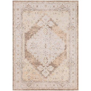 Nourison Astra Machine Washable Center medallion Beige Fabric Area Rug (5' x 7')